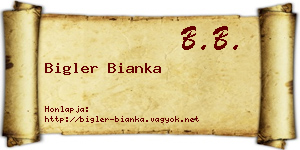 Bigler Bianka névjegykártya